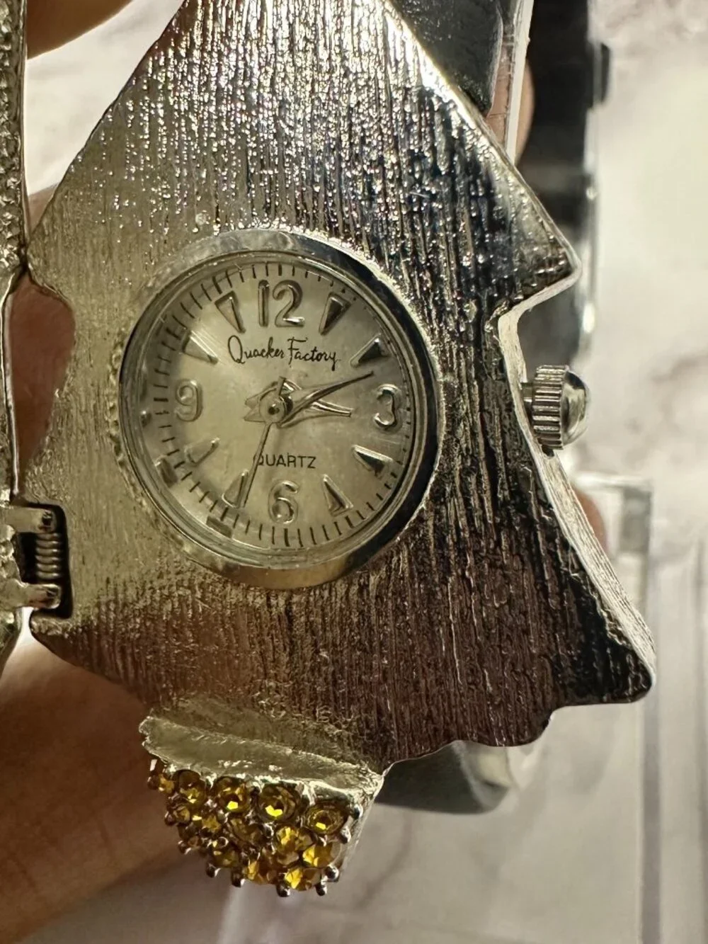 Quacker Factory Watch Women Rhinestone Christmas Tree Hidden Dial Working
